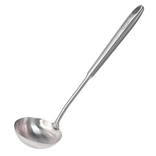 Newness Soup Ladle, [Rustproof, Heat Resistance, Integral Forming] Durable 304 Stainless Steel Soup Spoon with Vacuum Ergonomic Round Handle, Cooking Spoon for Kitchen, 13.7 Inches