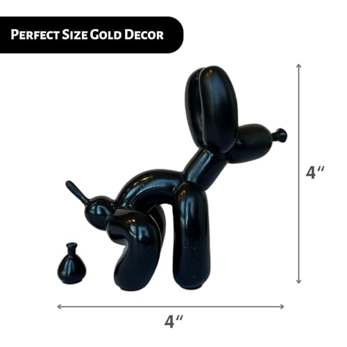 Pozbee Pooping Dog Skulptur Schwarz, lustiges Geschenk für Tierliebhaber, Muttertag, ästhetische dekorative Ballon-Hundestatue, Kleintierfigur für Tisch, Bücherregal, Heimdekoration (Schwarz)