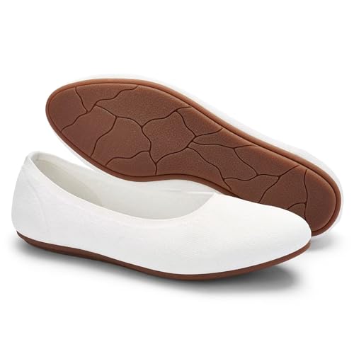 Image of Puxowe Women's Ballet Flats Breathable Knit Slip On Comfortable Round Toe Walking Shoes with Arch Support Insole for Work