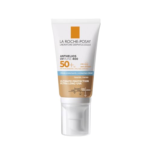 La Roche Posay Crema Hidratante SPF50+ con Color, Protección Alta, Resistente al Agua, Combate el Fotoenvejecimiento, Textura Ligera, Anthelios UV-MUNE 400, No perfumada, 50 ml