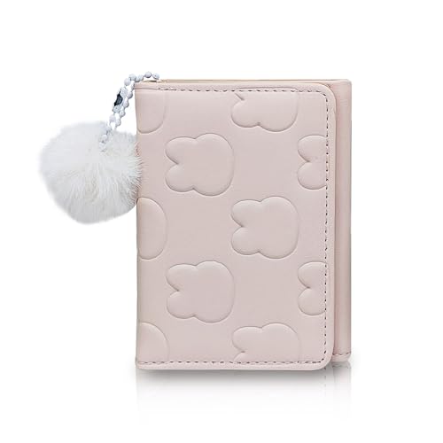 FuninCrea Geldbörse Damen mit Herzförmigem ID-Fenster und Pom Pom, Portemonnaie Klein PU-Leder Tragbar Brieftasche mit 7 Kartenfächern (Rosa) FuninCrea Geldbörse Damen mit Herzförmigem ID-Fenster und Pom Pom, Portemonnaie Klein PU-Leder Tragbar Brieftasche mit 7 Kartenfächern (Rosa)