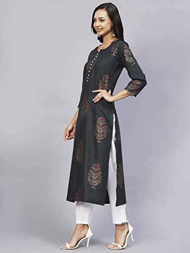Image of ANNI DESIGNER Women's Cotton Blend Kurta With Pant