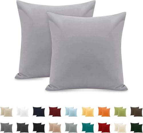 Taie Oreiller 100% Coton 65x65cm 2PCS, Taie d'oreiller Rectangulaire Puro Coton Jersey 120GSM -...