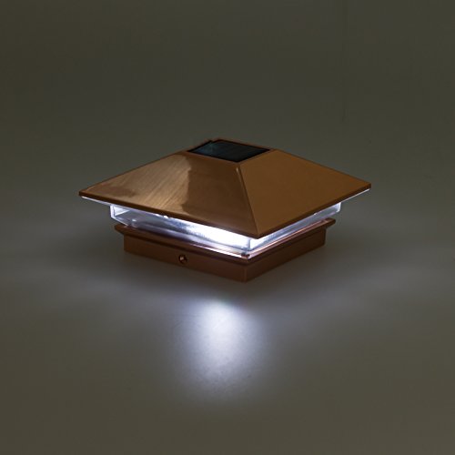 GreenLighting 4 Pack Gala Solar LED Post Lights Post Cap Slim Light for 4x4 Nominal Wood Posts and 4 x 4 PVC or Vinyl Posts (Copper) - Thumbnail 7