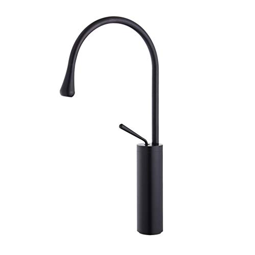Mezclador monomando de agua fría y caliente con caño alto giratorio de cobre para lavabo