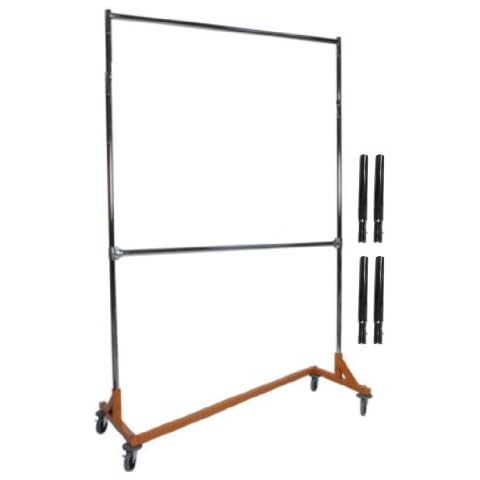 Extended Height Nesting Z-Rack Rolling Garment Rack with Add-On Bar, Commercial Grade Cover