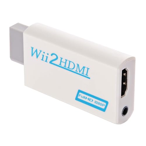 GoldOars Adaptador para Wii a HDMI Convertidor de Vídeo Full HD 1080P con Salida de Audio Jack de 3,5 mm (Blanco sin Cable)