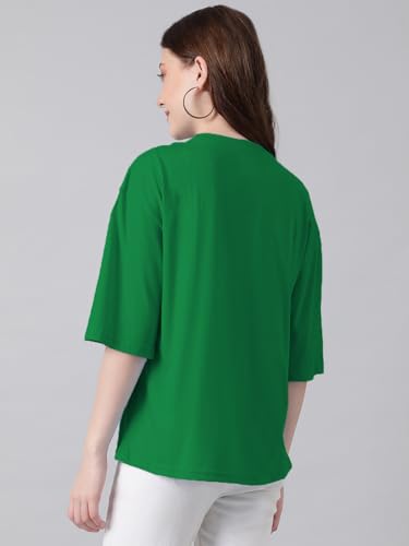 Image of KOTTY Women's Cotton Blend Solid Oversized T-Shirts