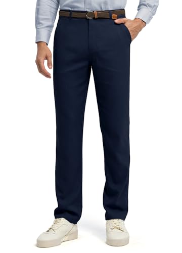 Image of Willit Men's Linen Pants Casual Linen Dress Pants Beach Summer Lightweight Trousers 28 inch 30 inch 32 inch
