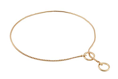 Alvalley Metal Chain Dog Show Collar - Pet Slip Collar for Shows - Fine Brass Snake Chain Collar - Adjustable for Toy, Small, Medium, Large, and Extra Large Dogs (Gold, 12