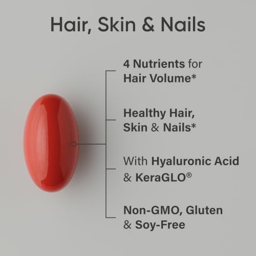 Image of Sports Research Hair, Skin & Nails Complex - Supports Hair Growth, Glowing Skin & Strong Nails - w /Lustriva Biotin, Collagen, Hyaluronic Acid & KeraGLO Keratin - Non-GMO, Gluten-Free, 60 Softgels