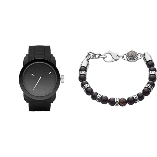 Montre Diesel Homme Double Down S44 silicone noir et bracelet pierres