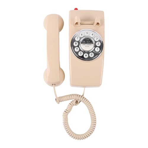 CHIZISX Téléphone fixe mural style vintage avec cadrans au design rétro pour la maison, le bureau, sans batterie, téléphone à suspendre au mur