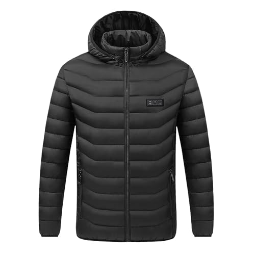 Manteau chauffant homme à capuche veste USB noire avec 11 zones de chaleur active