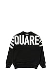 Felpa Dsquared da bambino a tinta unita in colorazione nero con grande stampa sul davanti del noto brand in contrasto di colore