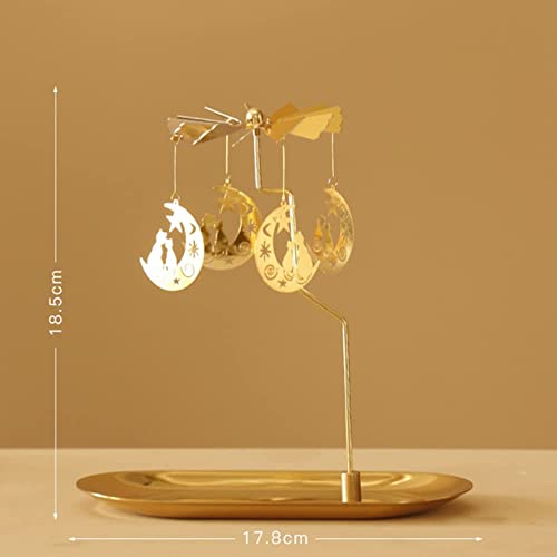 Rotating Candle Holder With Tray Carousel Fantasy Elf For Table Centrepiece Christmas Valentine's Day Party Decoration Birthday Gift (Cats On The Moon) #TOP2