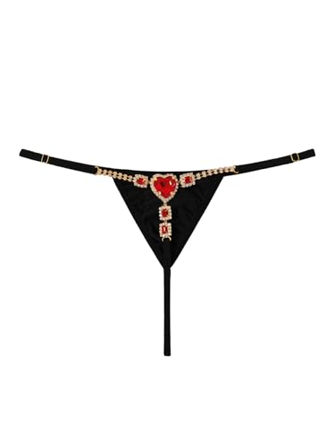 Image of RoseSeek Women's Sparkling Butterfly Chain Underwear Low Rise Cheeky G String Panty