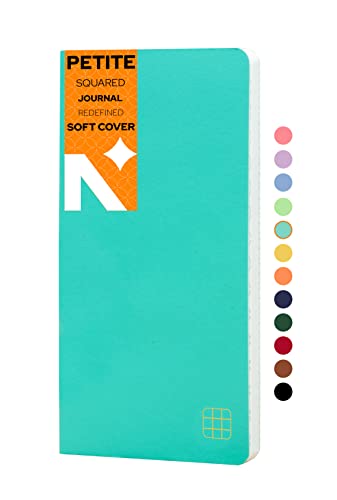 Image of NEORAH - PETITE Checked Notebook (Square Ruling) SOFT COVER | Organiser REFILL |5MM Square Journal| 110 GSM | 160 pages (Size 21 cm x 10.5 cm) |Notebook, Journaling, Writing, Note Taking Diary - TEAL