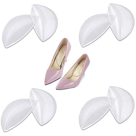 4 Pairs Gel Arch Support Insoles High Heel Cushion Insert Non Slip Inner Shoe Sticky Gel Pads Ball of Foot Cushion Pads for Rapid Pain Relief Prevent Blisters and Calluses Fits Any Shoes—Transparent Cover