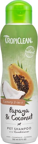 TropiClean 2-en-1 Champú y Acondicionador para Perros de Papaya y Coco | Champú natural para...
