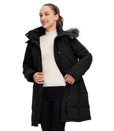 wantdo Women's Waterproof Winter Coat Warm Long Puffer Jackets with Faux Fur Hood Thicken Parka3