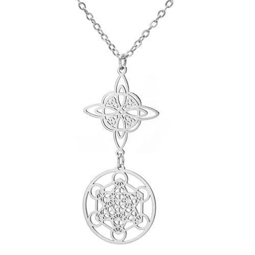 Collier Metatron Cube pendentif noeud de sorcière amulettes protection feng shui femmes