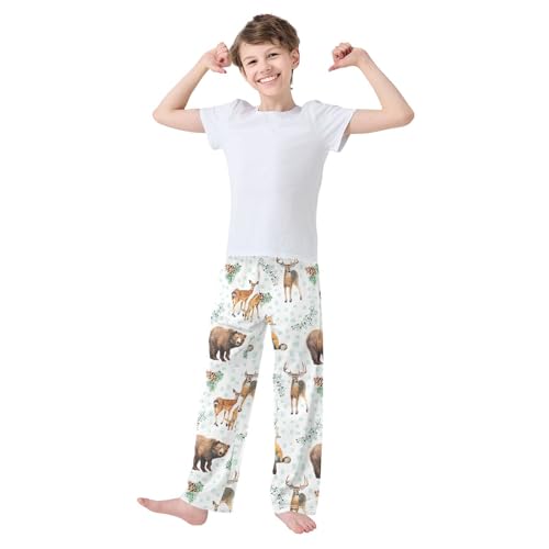 Moose Squirrel Pine Cone Boys Long Pants Soft Trousers Elastic Waist Kids Lounge Bottoms with Pockets S-XL2