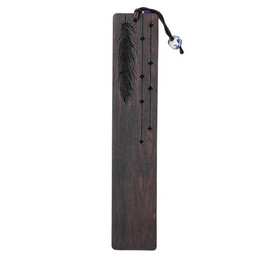 Marque-page en bois de santal rétro avec motif soleil lune étoile pour livre