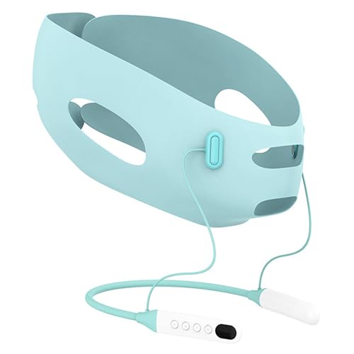 Reductor de papada con modos de cuidado dual y del cuello Mascarilla de estiramiento facial, 9 niveles y 6 modos de masaje Dispositivo de estiramiento facial en V, azul cielo