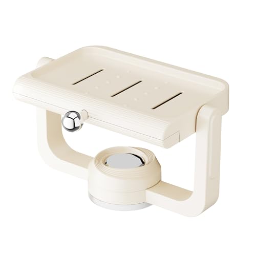 LyncenDC Powerful Vacuum Suction Cup Soap Dish, Strong Sponge Holder for Shower, Bathroom, Tub and Kitchen Sink, Drill-Free, Removable (White)