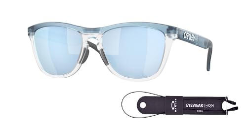 Oakley Frogskins Range OO9284 55MM Square Sunglasses for Men+ Bundle Accessory Leash Kit, Microfiber Pouch