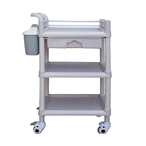 WEI-LUONG Servierwagen Werkzeug Tragbare Servierwagen mit Schublade und Schmutz Eimern, Schönheitssalon Rollen Trolley mit Universal-Rad, SPA Tattoo-Maniküre Wagen (Größe: 3-Tier-54 × 37 × 98cm) Karre Cover