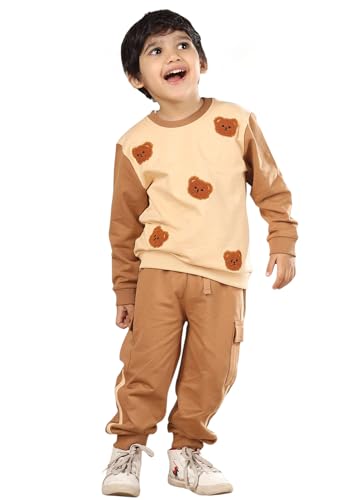 Image of POLKA TOTS 100% Cotton Co-Ord Joggers for Kids | Trendy Sweatshirt & Joggers Set | All Season Wear for Kids, Toddler & Newborn | Soft & Breathable Dress for Boys & Girls | from 6 Months to 8 Years