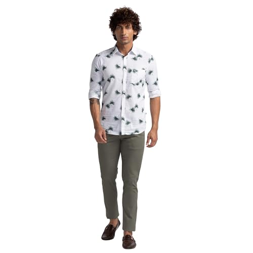 Image of Parx Men's Cotton Blend Print Pattern Low Rise Tapered Fit Flat Front Casual Trouser