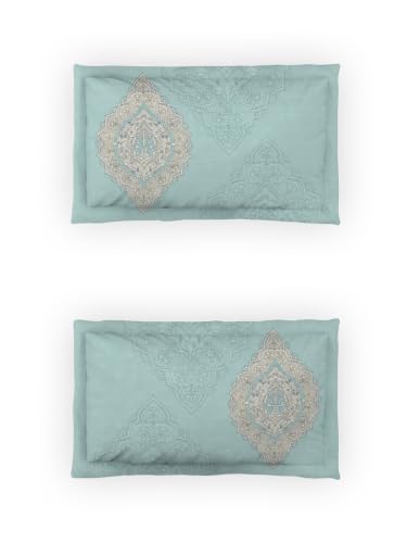 Image of DDECOR Live Beautiful 100% Pure Combed Cotton King Flat Bedsheet with 2 Pillow Covers | Ethnic 145TC | Soft, Comfortable & Perfect for Everyday Use | Souvenir Collection | 254 CM X 274 CM - Blue