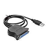 Câble convertisseur d'impression USB 1.1 vers DB25 femelle noir de 1,5 m, interface parallèle bidirectionnelle LPT