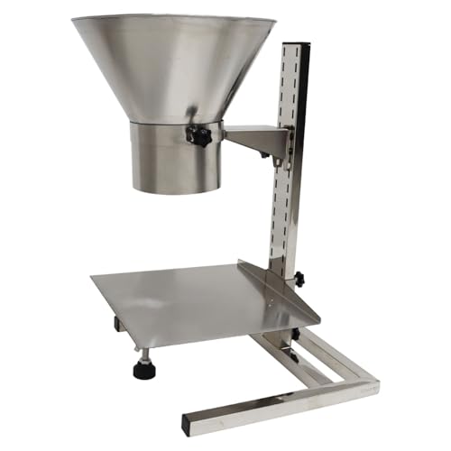 BEILOCKERY 4.7 inches Stainless Steel Feeding Funnel, Food Grade Manual Filling Hopper, Height Adjustment, with Upgraded Bracket and Lifting Platform