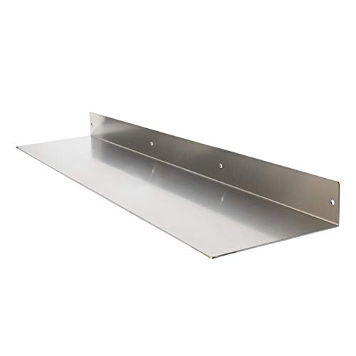 Buhbo Floating Shelf Wall Mounted (8 Inch X 36 Inch) Heavy Duty Industrial Modern, Brushed Stainless Steel #TOP5