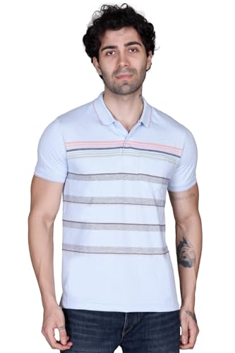 Image of SANE ORIGINALS T-Shirt for Men with Pocket || Textured Striped Polo for Men