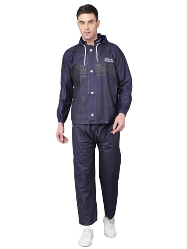 Image of Dollar Rainguard Men's PVC Full Sleeve Solid Raincoat Set With Adjustable Hood and Pocket