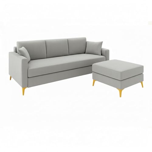 Image of SOCOZI Bravelle 4 Seater L Shape Sofa Set with Movable Ottoman | Flexible Left or Right Layout | Soft Velvet Suede Fabric | Modern Design | Plush Comfort Cushions for Living Room (Light Grey)