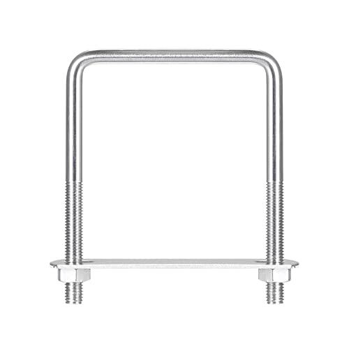 Image of uxcell Square U-Bolts, 77mm(3.03 inch) Inner Width 110mm Length M8 304 Stainless Steel U Clamp Bolt with Nuts and Plates, for Boat Trailer
