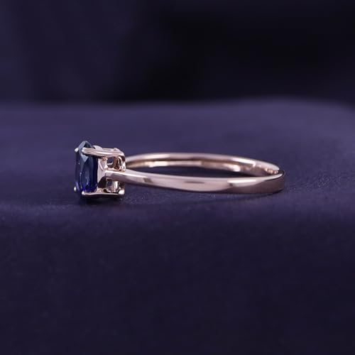 AFFY Simulated Blue Sapphire Solitaire Ring in 14k Gold Over Sterling Silver (1 Cttw)3