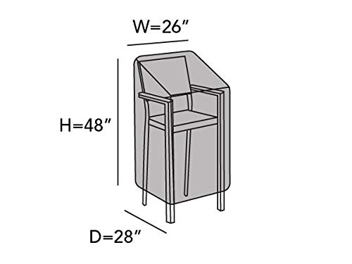 Covermates Outdoor Bar Chair Cover - Water Resistant Polyester, Drawcord Hem, Mesh Vents, Seating and Chair Covers, 26W x 28D x 48H, Charcoal