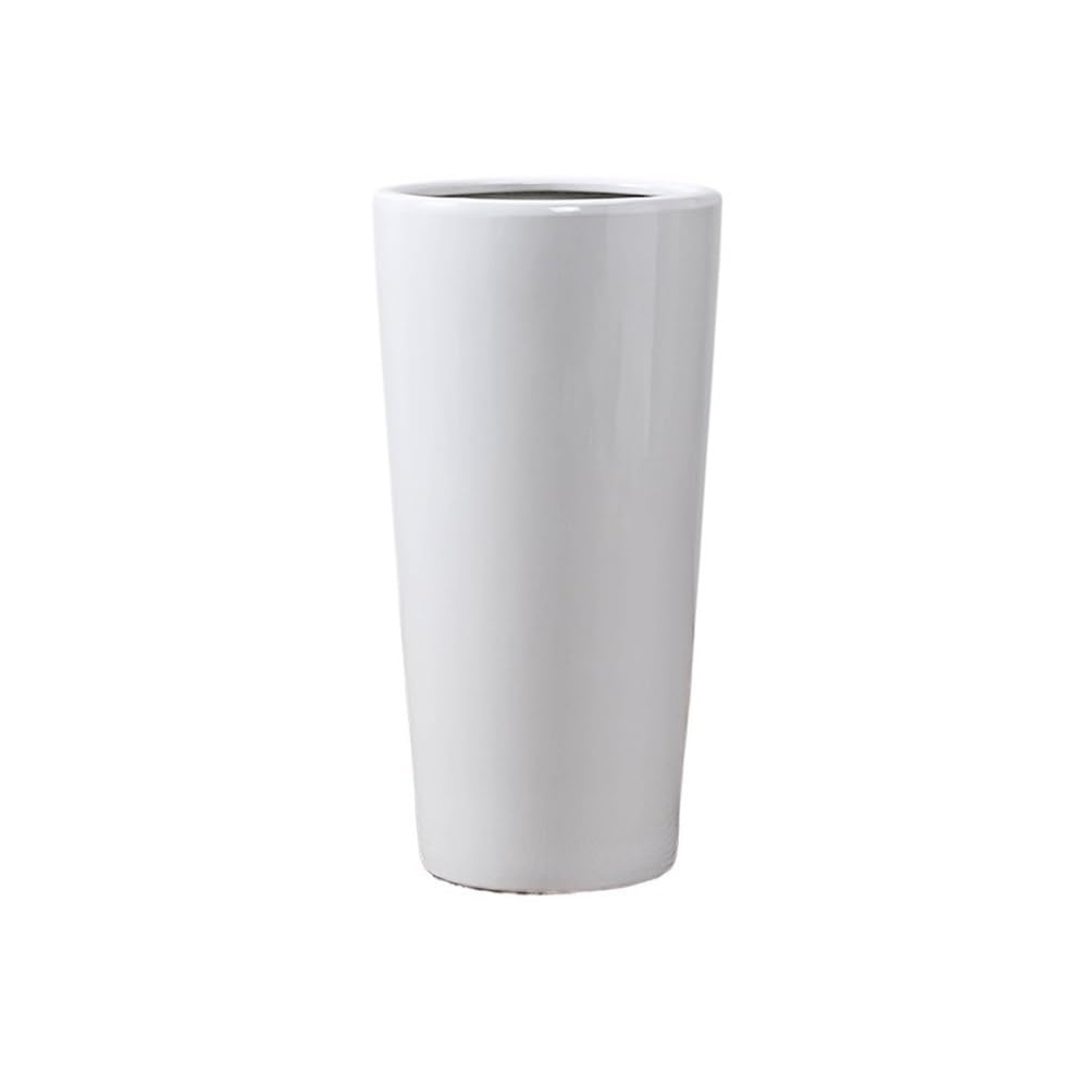Z4T8M2K6G5 Indoor Plant Pots Ceramic Flower Pot with Drainage Hole, Indoor and Outdoor Floor Standing Large Plant White Garden Planters(Medium)