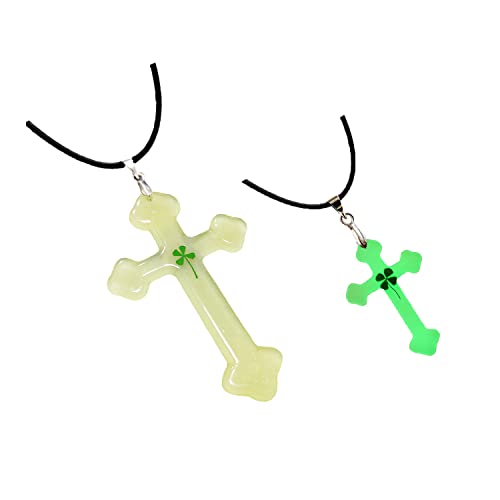 Collier croix en résine phosphorescente pour homme et femme fait main
