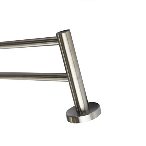 Premium Modern Double Towel Bar Rack W/Round Base (24 Inches)- Brushed Finish, Made From Stainless Steel, Water And Rust Proof, Wall Mounted, Easy To Install #TOP5