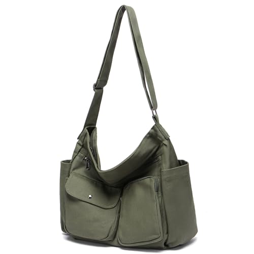 Image of Canvas Casual Messenger Bag Hobo Crossbody Bag Canvas Shouder Tote Handbag for Women and Men