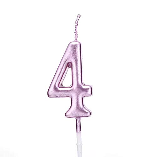 PartyMart Number 4 Metallic Candle, Pink Number 4
