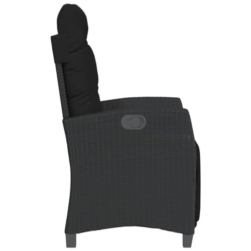Ensemble de meuble de jardin résistant en polyrotin noir avec 2 chaises - 6